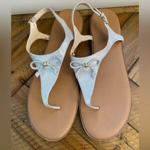 Silver Cole Haan sandals with bow, size 11B